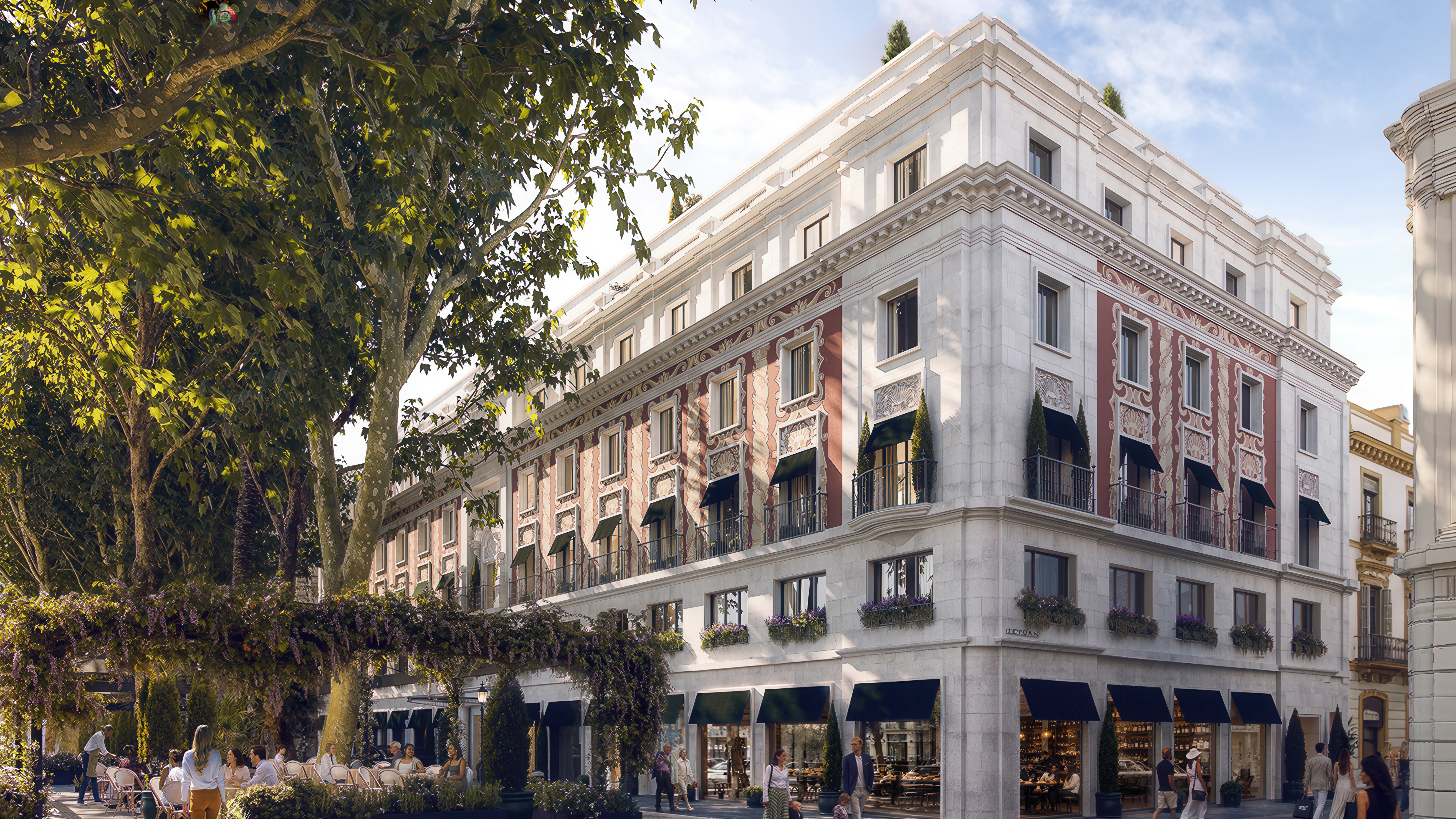 Four Seasons Hotel Sevilla Exterior Design, opening 2028 on Plaza Nueva, image courtesy of Four Seasons