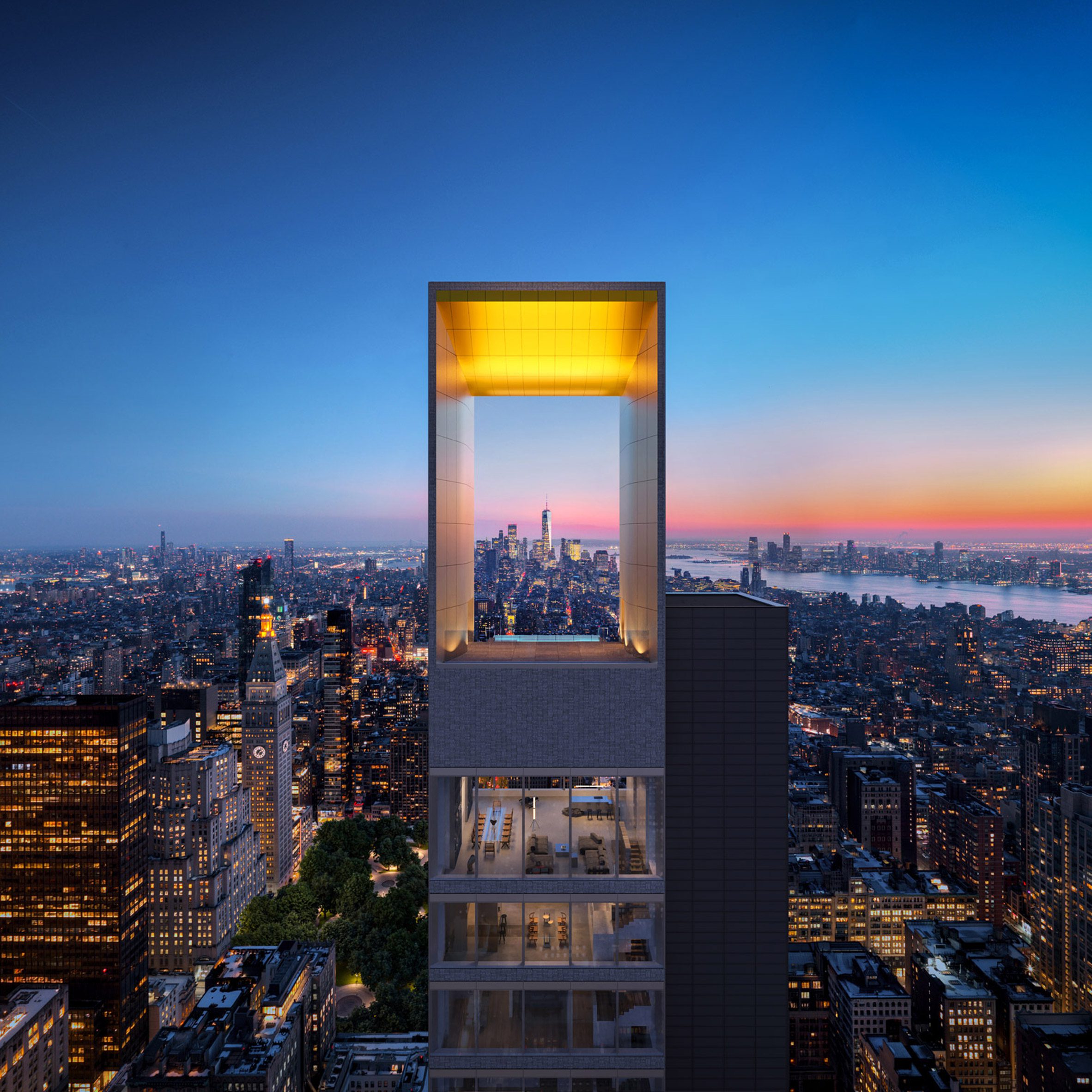 Fifth Avenue's tallest residential tower reveals its gold crown and rooftop infinity pool in NoMad
