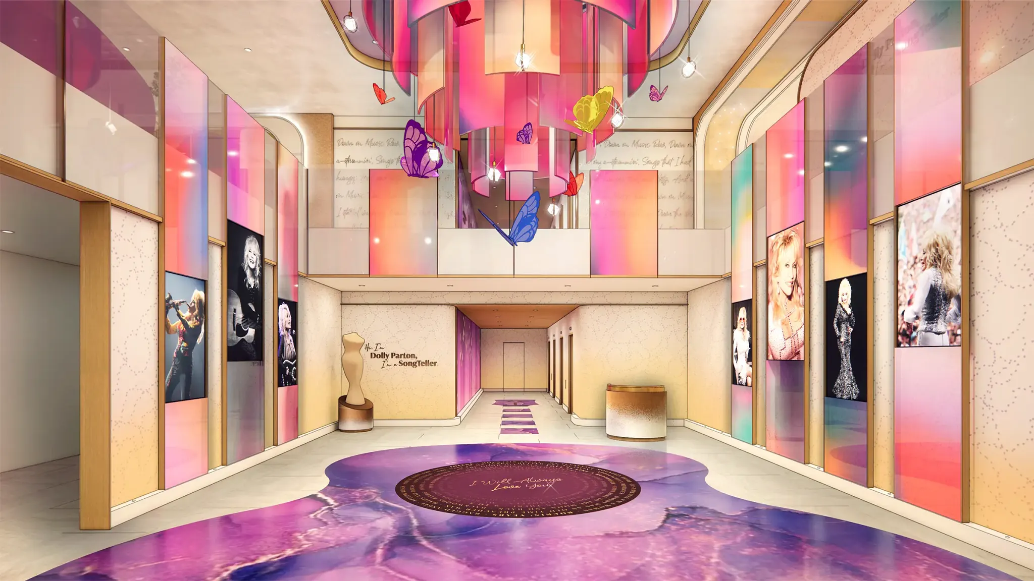 Lobby, courtesy of Dolly Parton's Songteller Hotel