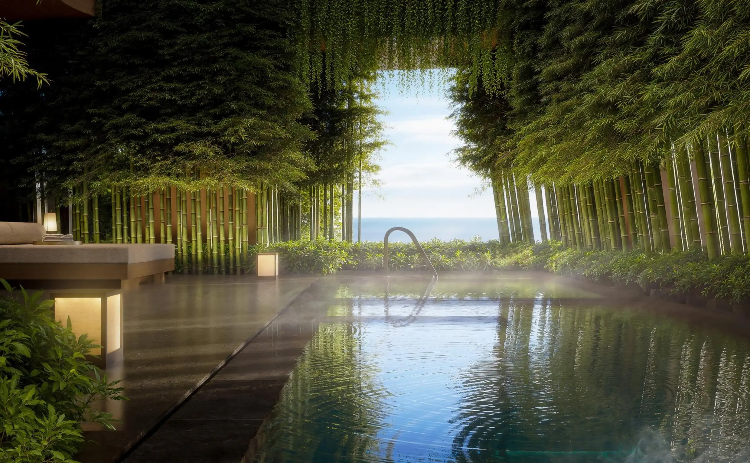 Rendering of the spa house pool at Aman Singapore, The Skywaters, courtesy of Aman