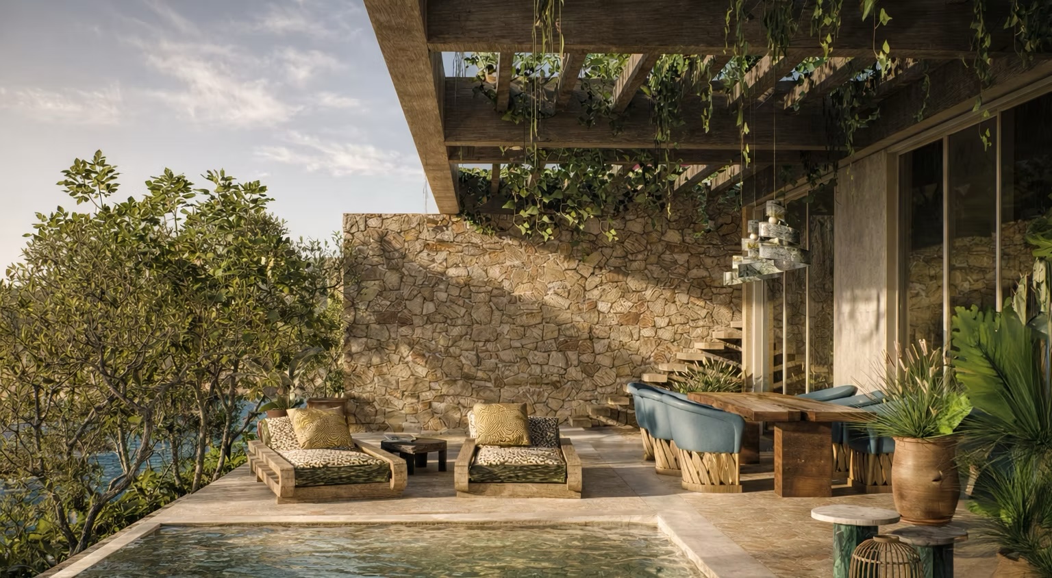 Seafront Villa Terrace, courtesy of Nômade Temple Ibiza