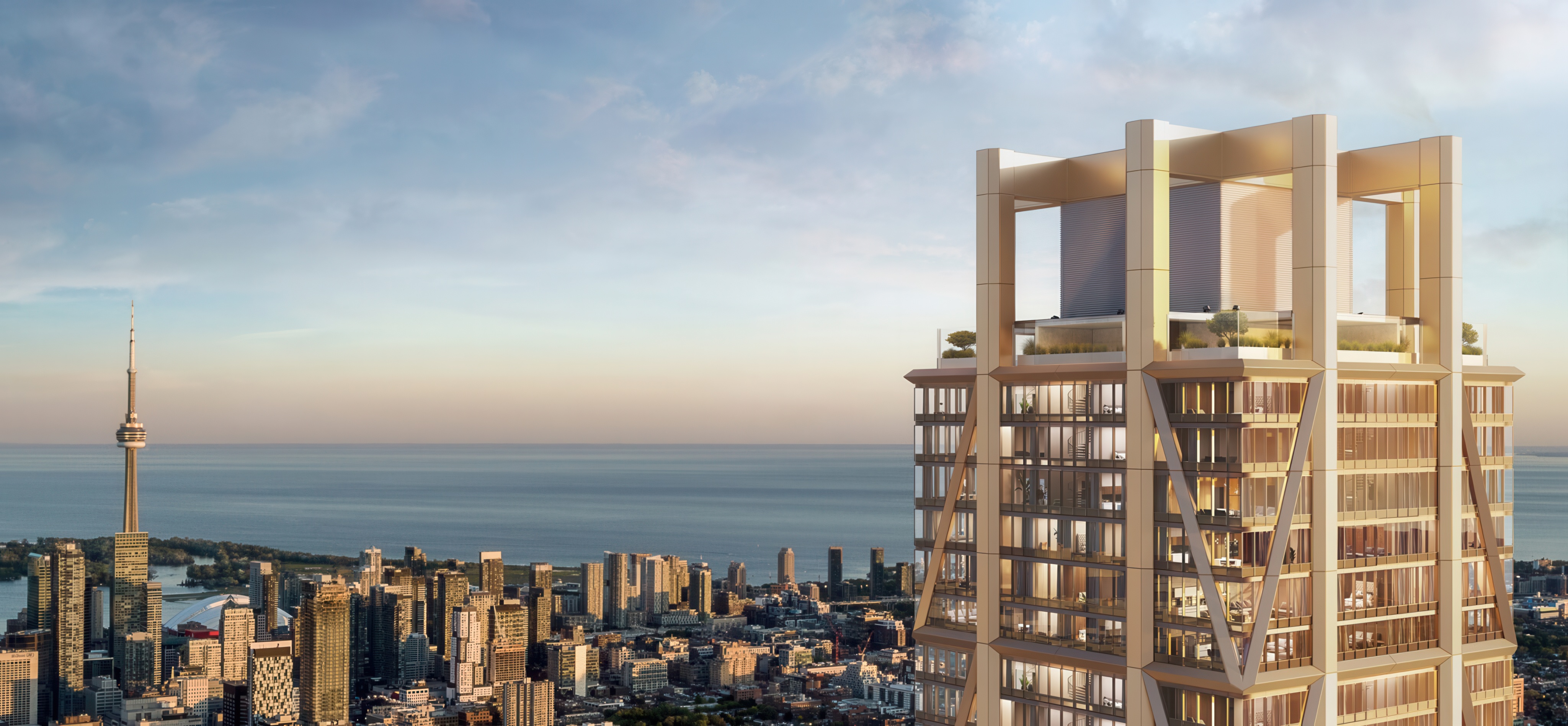Rendering of Toronto skyline with One Bloor West 