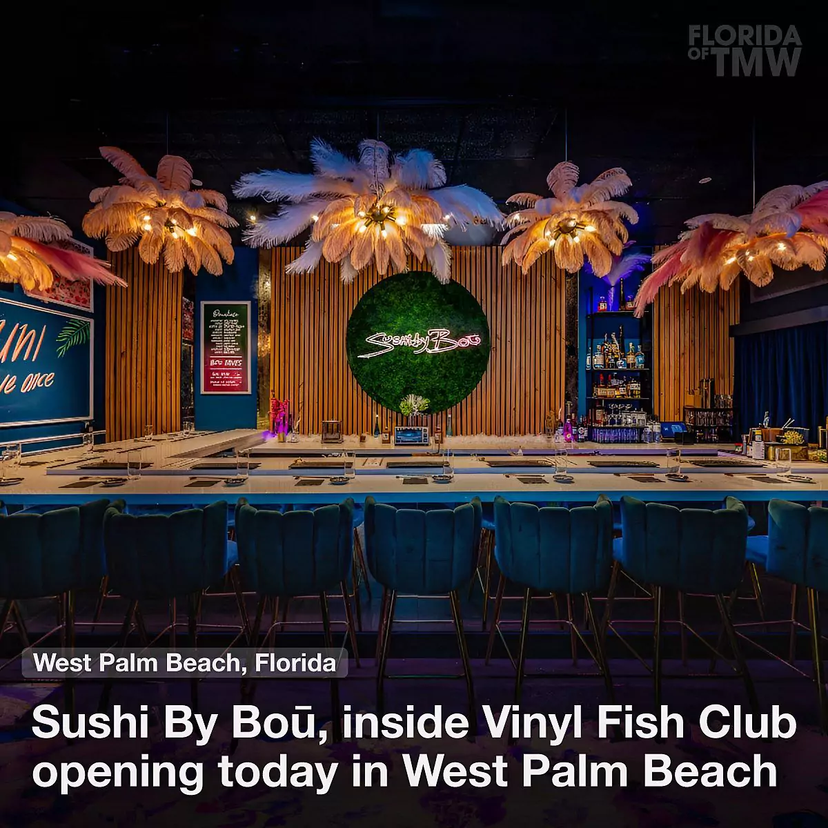 Sushi By Boū, inside Vinyl Fish Club opening today in West Palm Beach