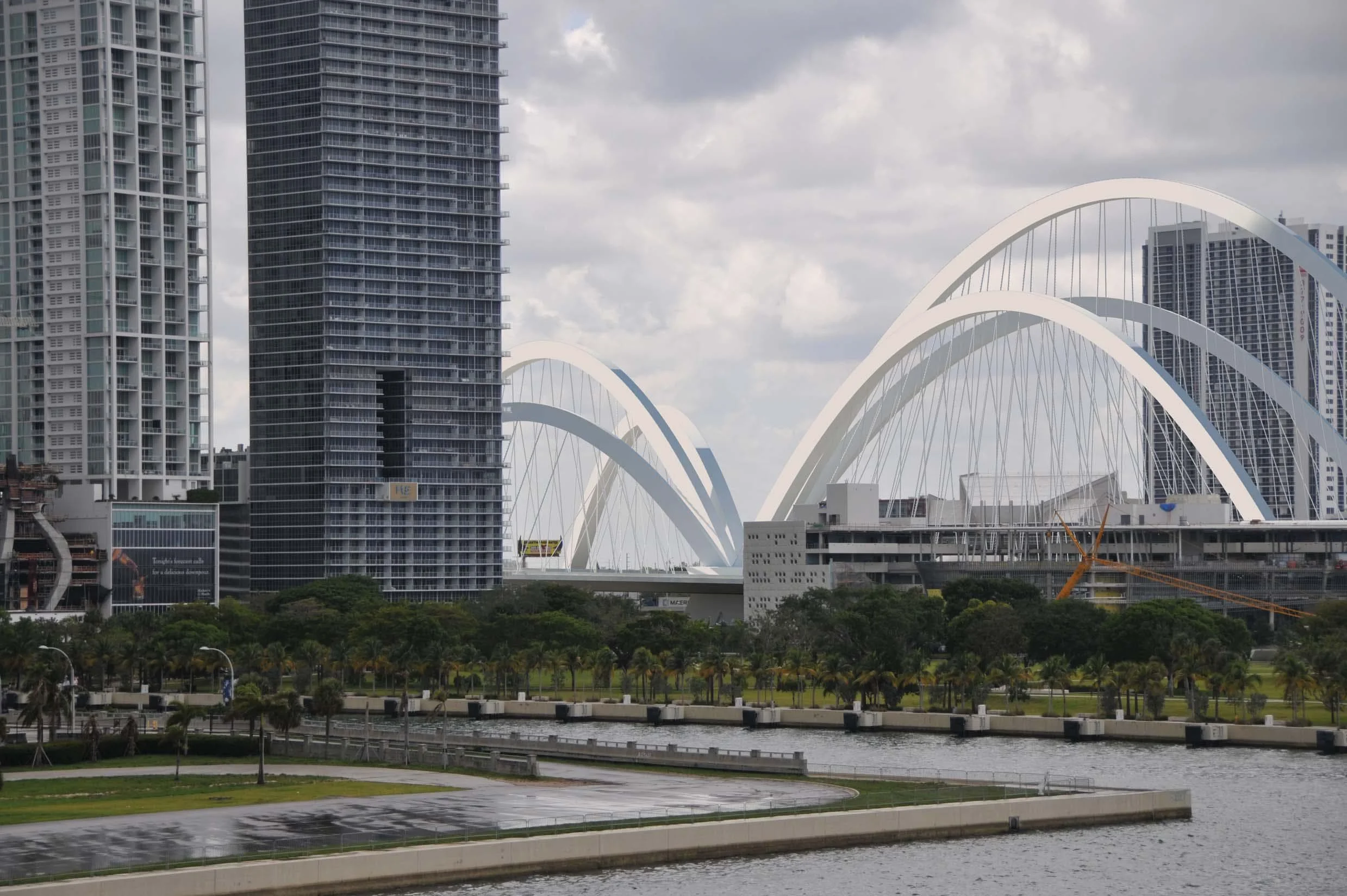 Miami’s new $840 million Signature Bridge and Highway project continues construction, with completion expected in late 2027
